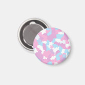 Roze Blauw Wit Camo Abstract Magneet (Voorkant / Achterkant)