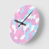 Roze Blauw Wit Camo Abstract Ronde Klok (Hoek)