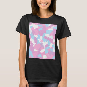 Roze Blauw Wit Camo Abstract T-shirt