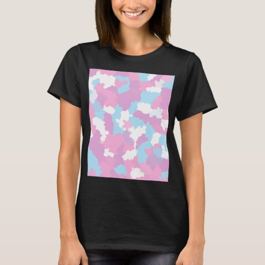 Roze Blauw Wit Camo Abstract T-shirt (Voorkant)