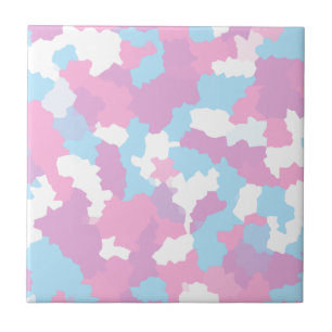 Roze Blauw Wit Camo Abstract Tegeltje