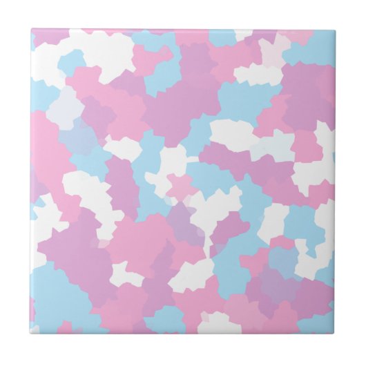 Roze Blauw Wit Camo Abstract Tegeltje (Voorkant)