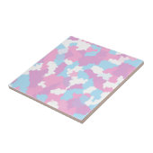Roze Blauw Wit Camo Abstract Tegeltje (Zijkant)