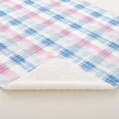 Roze Blauw Wit Geruit Strepen Sherpa Deken (3/4)