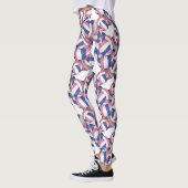Roze Blauw Wit Meisje Volleyballen Patroon Leggings (Links)