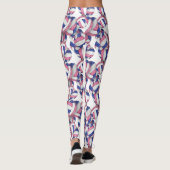 Roze Blauw Wit Meisje Volleyballen Patroon Leggings (Achterkant)