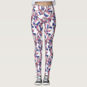 Roze Blauw Wit Meisje Volleyballen Patroon Leggings (Voorkant)