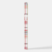  Roze Blauw Wit Tartpatroon Patroon iPhone Hoesje (Rechterkant)