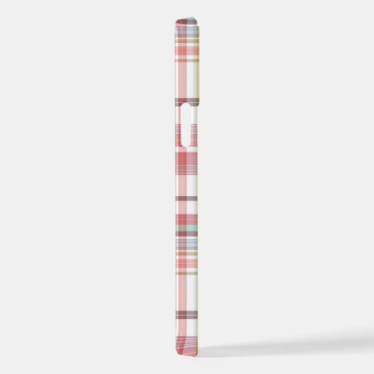  Roze Blauw Wit Tartpatroon Patroon iPhone Hoesje (Rechterkant)