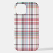  Roze Blauw Wit Tartpatroon Patroon iPhone Hoesje (Achterkant)