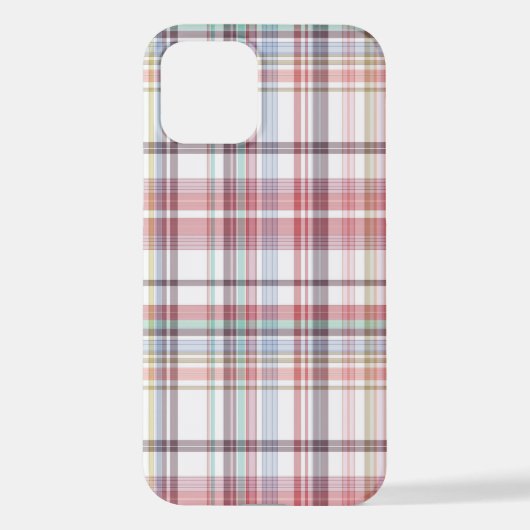  Roze Blauw Wit Tartpatroon Patroon iPhone Hoesje (Achterkant)