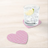 Roze Blauw Witte Art Deco Patroon Valentijnshart Kartonnen Onderzetters (Insitu)