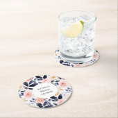  Roze Blauw Witte Bloemen Vrijgezellenfeest Ronde Kartonnen Onderzetter (Insitu)