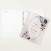 roze blauw witte bloemige groene wedding planner (Display)