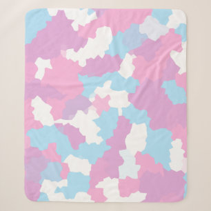 Roze Blauw Witte Camo Abstract Sherpa Deken