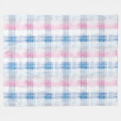 Roze Blauw Witte Geruite Strepen Fleece Deken (Voorkant (Horizontaal))