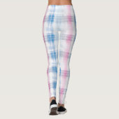 Roze Blauw Witte Geruite Strepen Leggings (Achterkant)