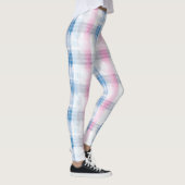 Roze Blauw Witte Geruite Strepen Leggings (Rechts)