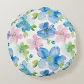 Roze Blauw Witte Geruite Strepen Rond Kussen (Achterkant)