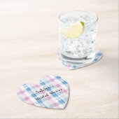 Roze Blauw Witte Gestreepte Plaid Bruiloftsshower Kartonnen Onderzetters (Insitu)