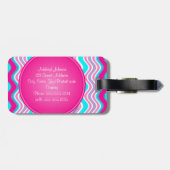 Roze, blauw, witte strepen Bagagelabel (Achterkant horizontaal)