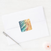 Roze Blauw Zand Ocean Beach Signature Sun Vierkante Sticker (Envelop)