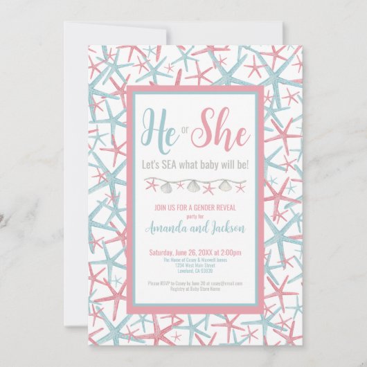 Roze Blauw Ze Zomer Geslacht Onthullen Partij Kaart (Voorkant)