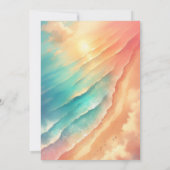 Roze Blauw Zee Moderne Ocean Beach Zand Waterverf Kaart (Achterkant)