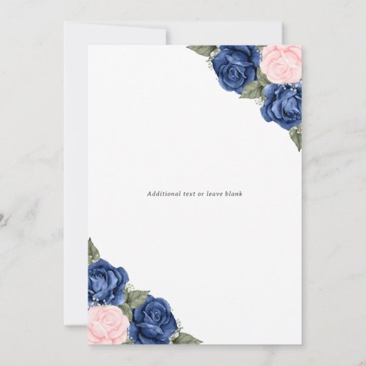 Roze Blauw Zilver Bloemen Foto Memorial Service Kaart (Achterkant)