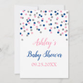 Roze Blauw Zilveren Confetti Geslacht Reveal Showe Kaart (Voorkant)