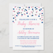 Roze Blauw Zilveren Confetti Geslachtsneutrale Dou Kaart (Achterkant)