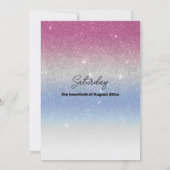 Roze blauw zilveren ombre glam glitter bruiloft kaart (Achterkant)