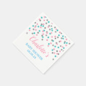 Roze Blauw Zilveren Stippen Baby shower servetten (Hoek)