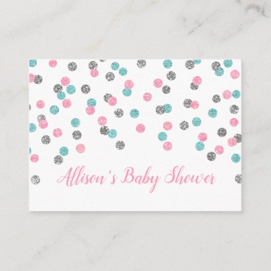 Roze Blauw Zilveren Stippen Boek Aanvraag Kaart (Achterkant)