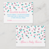 Roze Blauw Zilveren Stippen Luier Raffle Kaart (Voorkant / Achterkant)
