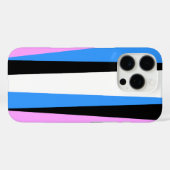 Roze, blauw, zwart en wit stripontwerp Case-Mate iPhone case (Achterkant (horizontaal))