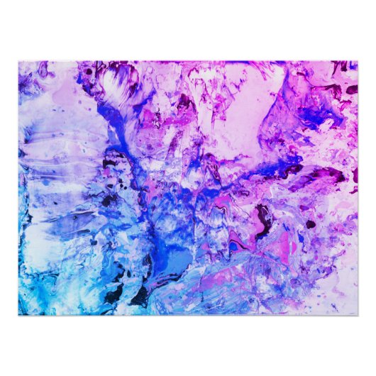 Roze Blauw Zwart wit Trendy Moderne Abstracte Kuns Perfect Poster (Voorkant)