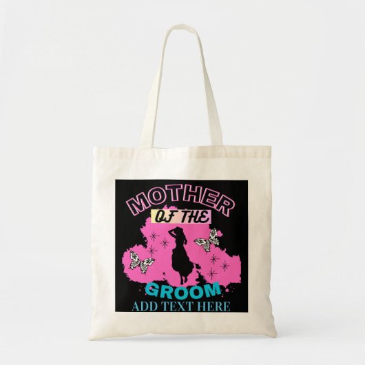 Roze Blauw & Zwarte Moeder Van De Bruidegom Boodsc Tote Bag (Voorkant)
