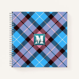 Roze blauwdruk Tartankelleder Monogram Naam Notitieboek