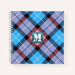 Roze blauwdruk Tartankelleder Monogram Naam Notitieboek