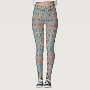 Roze blauwe aardse patronen leggings
