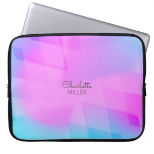 Roze-Blauwe Abstracte Achtergrond met de Naam van  Laptop Sleeve