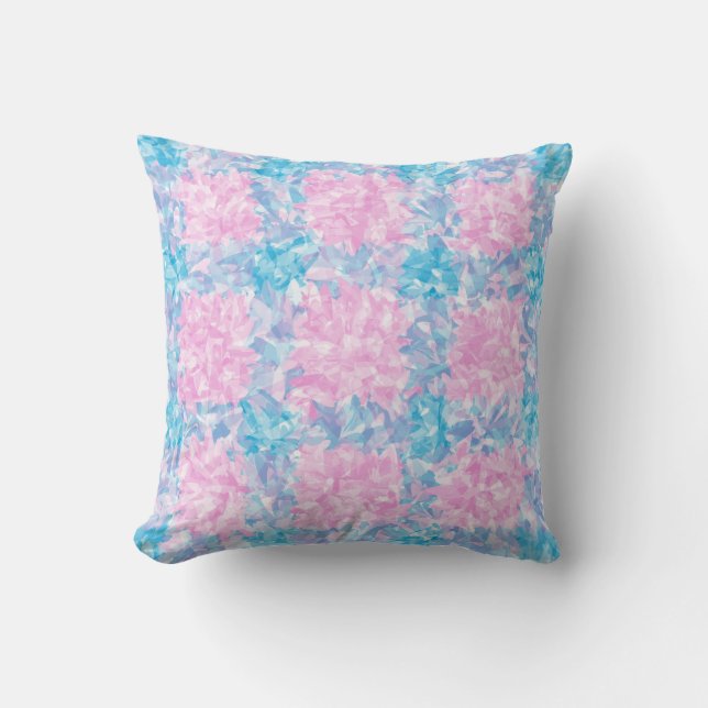 Roze Blauwe Abstracte Naadloos Patroon Kussen (Voorkant)