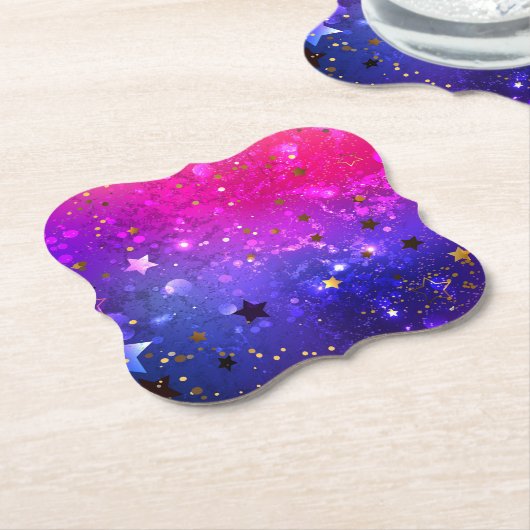 Roze Blauwe Achtergrond Glanzend Kartonnen Onderzetters (Gekanteld)