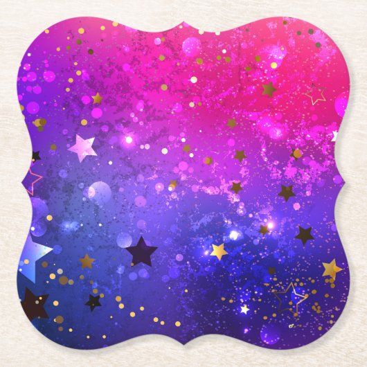 Roze Blauwe Achtergrond Glanzend Kartonnen Onderzetters (Voorkant)