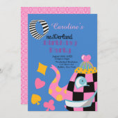 Roze blauwe Alice in Wonderland 1st. Birthday Part (Voorkant / Achterkant)