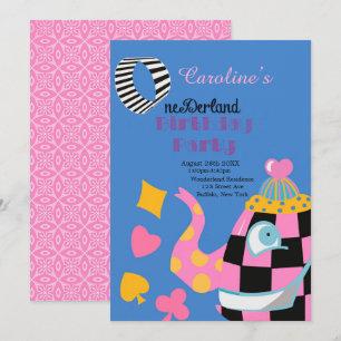Roze blauwe Alice in Wonderland 1st. Birthday Part