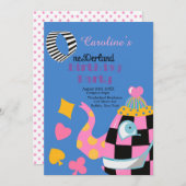 Roze blauwe Alice in Wonderland 1st. Birthday Part (Voorkant / Achterkant)