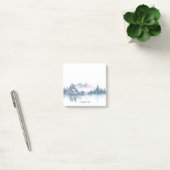 Roze & Blauwe Aquarel Bergen & Donkere Dennenbomen Post-it® Notes (Kantoor)