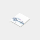 Roze & Blauwe Aquarel Bergen & Donkere Dennenbomen Post-it® Notes (Schuin)